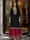 Fifa By Blue Hills Rayon Foil Printed Kurti With Skirt 
